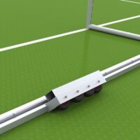 Fußballtor mit Kippsicherung der Länge nach fahrbar von artec Sportgeräte