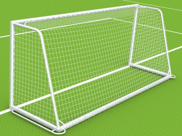 Jugendtor "YOUNGSTER" aus Aluminium, vollverschweißt, eingefräste Netzaufhängung, Farbe Alu natur, Auslage 1,5m, Bundeswehr-Standard von artec