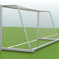 Jugendtor "YOUNGSTER" aus Aluminium, vollverschweißt, eingefräste Netzaufhängung, Farbe Alu natur, Auslage 1,5m, Bundeswehr-Standard artec Sportgeräte