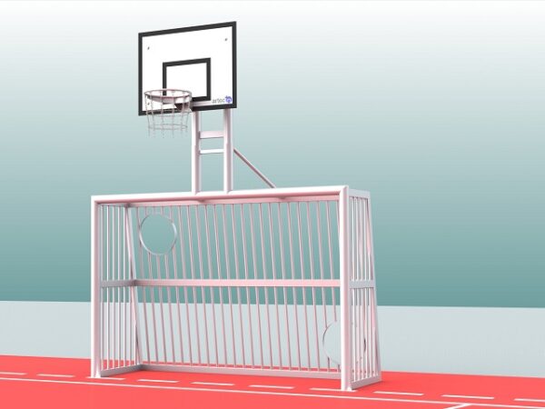 Bolztor mit Torwand und Basketballaufbau, sandverfüllt