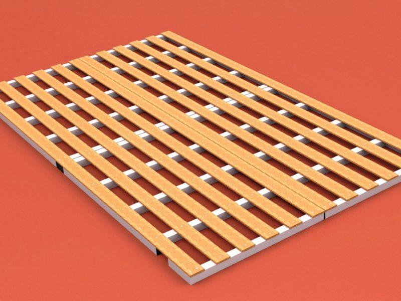 Auflageraster aus Aluminium und Holz für Matten