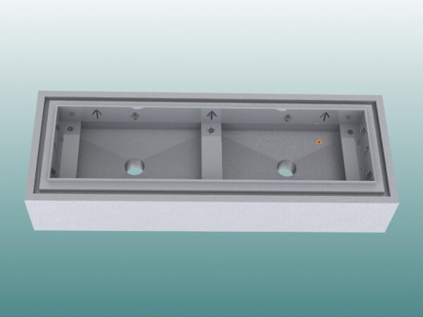 Einbauwanne als Betonfertigteil für Absprungbalken von artec Sportgeräte