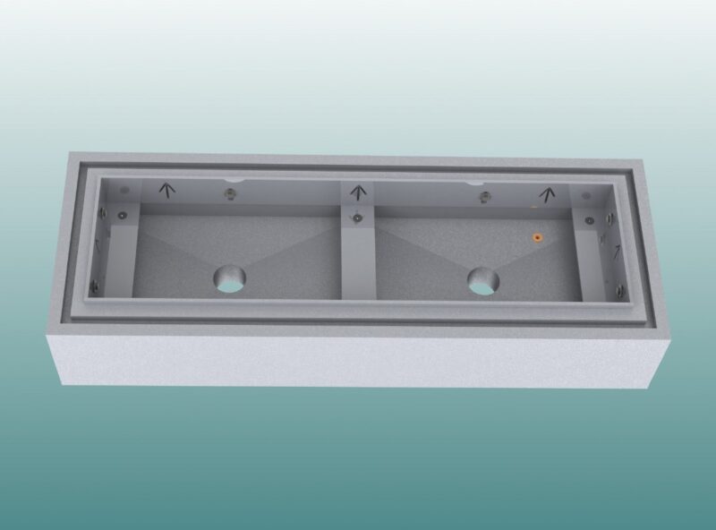 Einbauwanne als Betonfertigteil für Absprungbalken von artec Sportgeräte