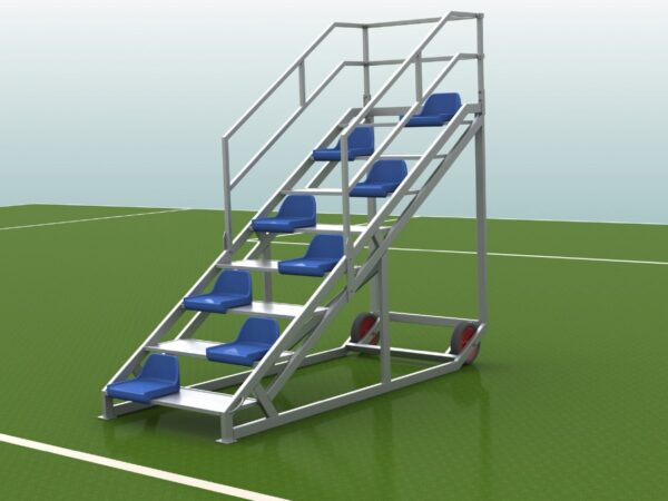 Zielrichtertreppe aus Aluminium für 6 Personen mit Sitzschalen von artec