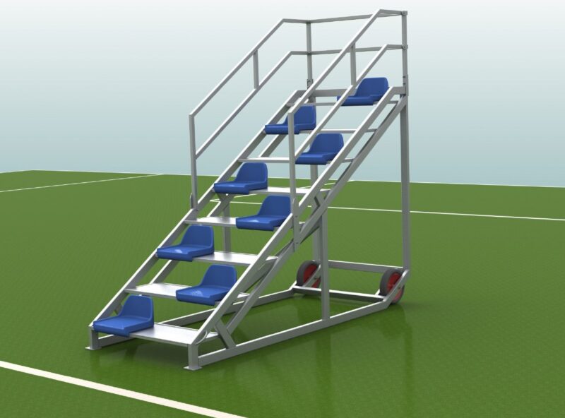 Zielrichtertreppe aus Aluminium für 6 Personen mit Sitzschalen von artec Zielrichtertreppe aus Aluminium für 6 Personen mit Sitzschalen von artec