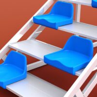 Zielrichtertreppe aus Aluminium für 6 Personen mit Sitzschalen von artec Sportgeräte