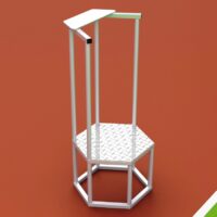 Starterpodest aus Aluminium mit Schreibablage und Geländer von artec