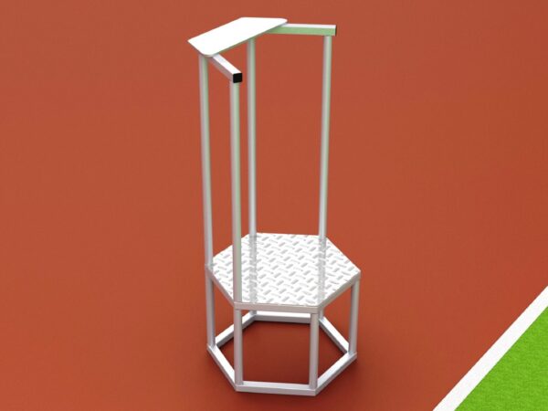 Starterpodest aus Aluminium mit Schreibablage und Geländer von artec