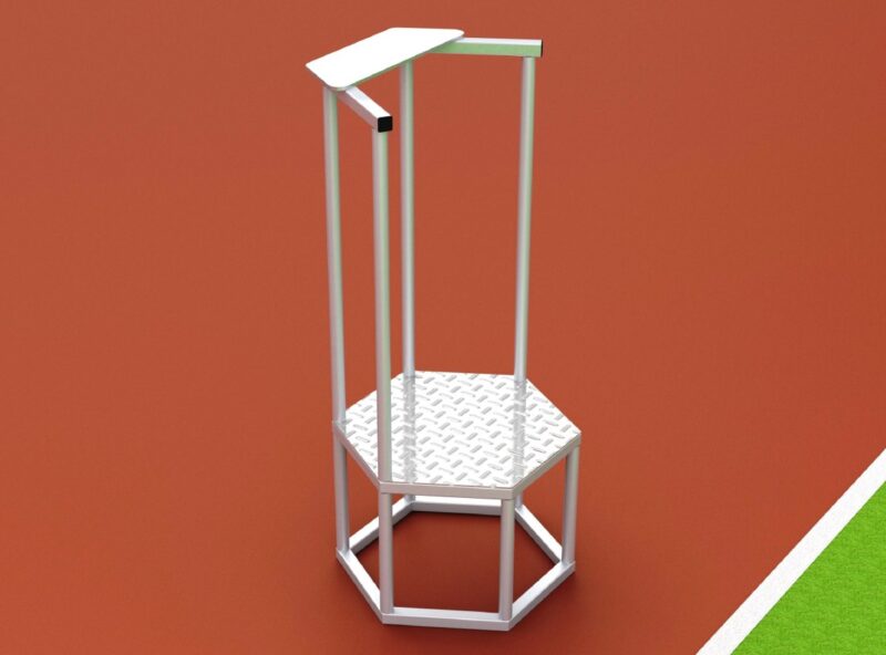 Starterpodest aus Aluminium mit Schreibablage und Geländer von artec Starterpodest aus Aluminium mit Schreibablage und Geländer von artec