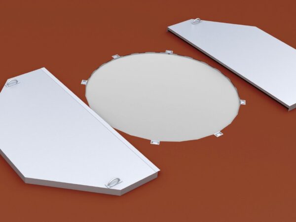 Abdeckung für Kugelstoßring aus Aluminium mit Tragegriffen von artec Sportgeräte