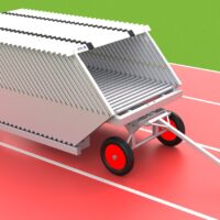Hürdentransportwagen aus Aluminium für 30 Hürden, Beladung von hinten von artec Sportgeräte