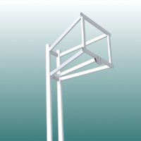 Basketball-Ständer aus Aluminium, Zweimast, Ausladung: 1,25 m, Profil: 100 x 120 mm, TÜV-geprüft von artec