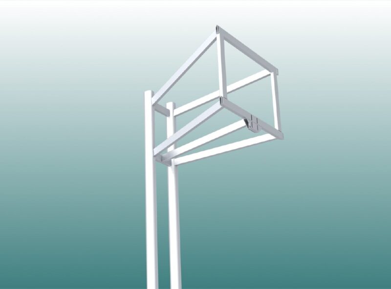 Basketball-Ständer aus Aluminium, Zweimast, Ausladung: 1,25 m, Profil: 100 x 120 mm, TÜV-geprüft von artec Basketball-Ständer aus Aluminium, Zweimast, Ausladung: 1,25 m, Profil: 100 x 120 mm, TÜV-geprüft von artec