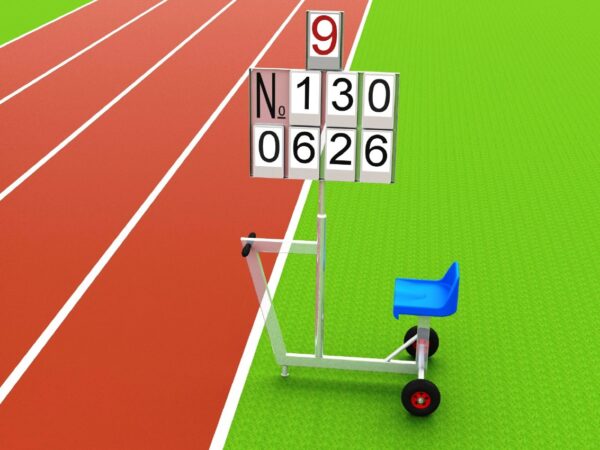 Fahrbare Anzeigetafel mit Sitz aus Aluminium