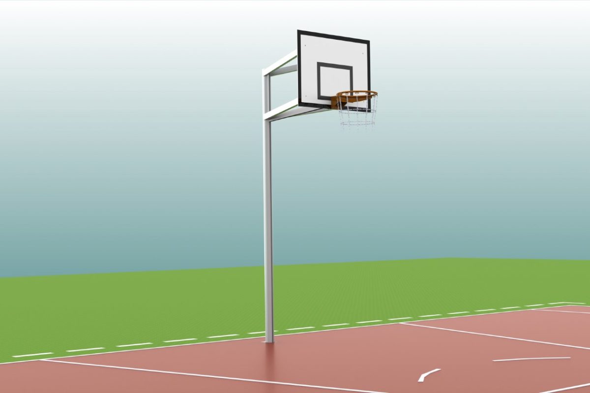 Basketball - Anlage aus Aluminium, Einmast, Ausladung: 1,25 m, Profil: 100 x 120 mm, TÜV-geprüft von artec