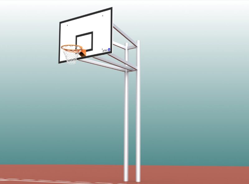 Basketball-Ständer aus Aluminium, Zweimast, Ausladung: 1,65 m, Profil: 100 x 120 mm, TÜV-geprüft von artec Sportgeräte Basketball-Ständer aus Aluminium, Zweimast, Ausladung: 1,65 m, Profil: 100 x 120 mm, TÜV-geprüft von artec Sportgeräte