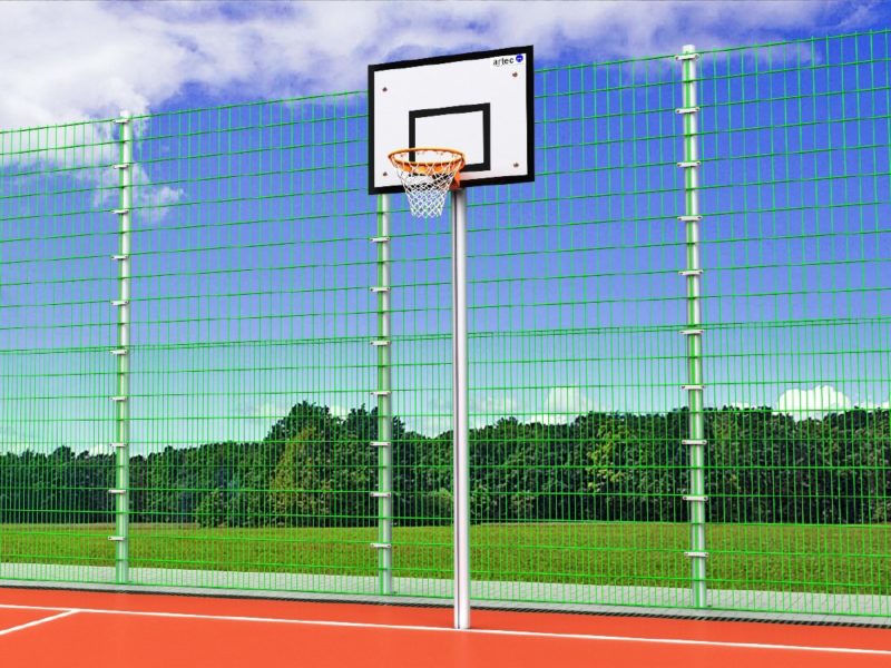 Einmast-Basketballständer ohne Ausladung aus Aluminium