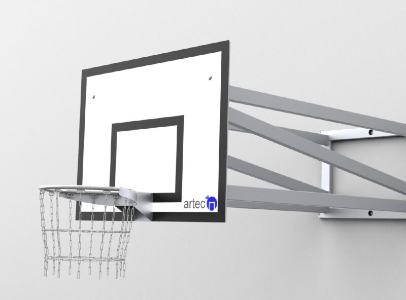 Basketball-Wandkonstruktion aus Aluminium, in einem Stück verschweißt, Ausladung: 1,65 m