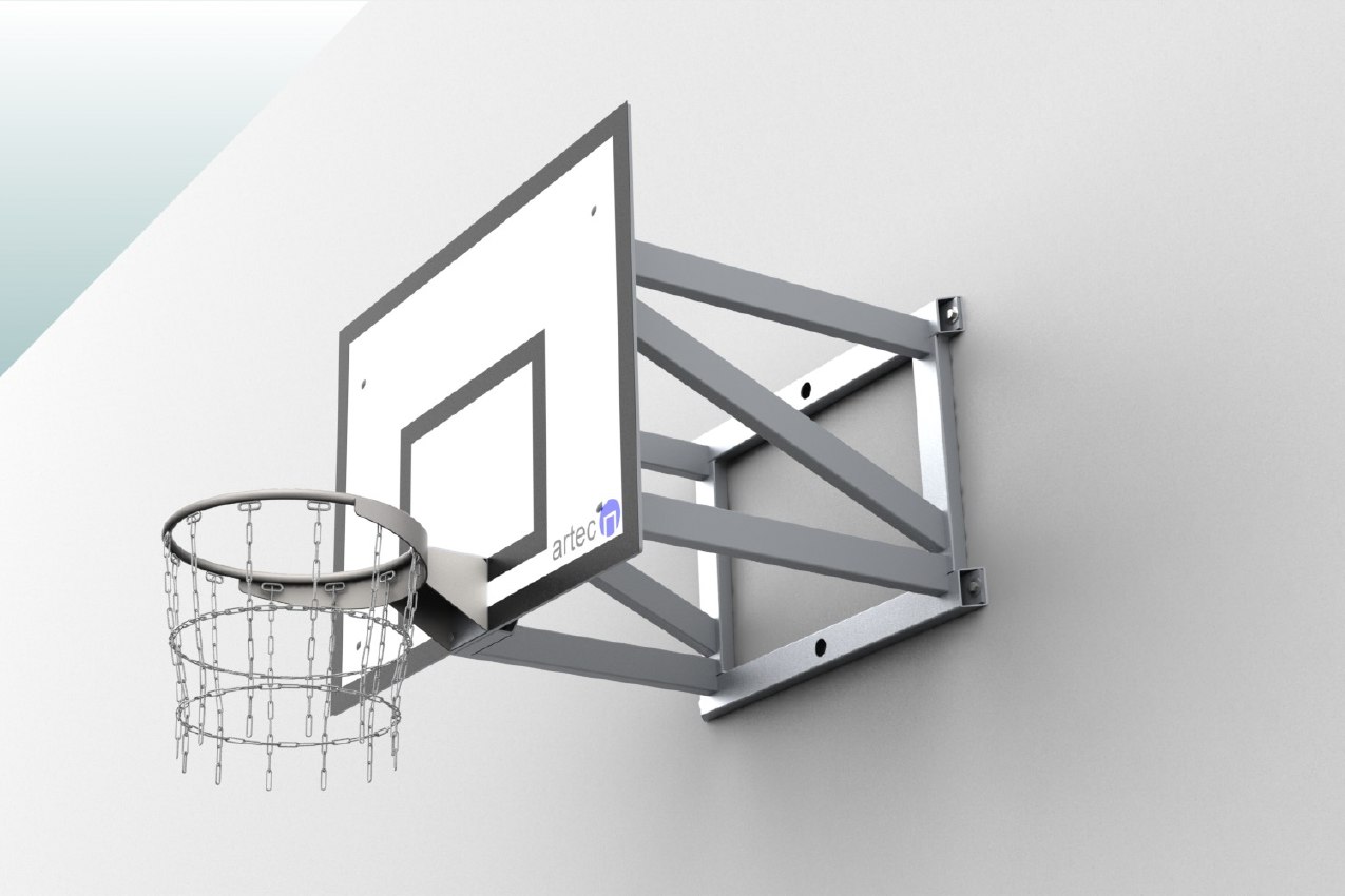 Robuste Basketballanlage als Wandkonstruktion