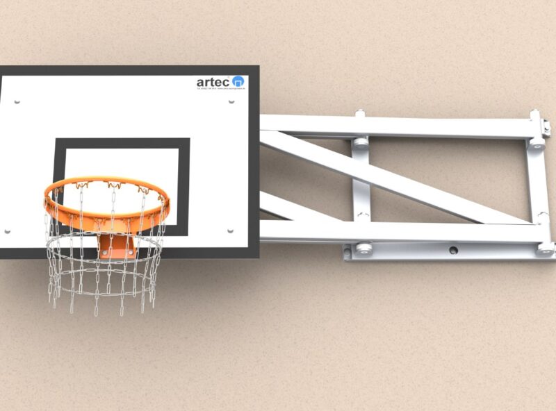 Basketball-Wandkonstruktion aus Aluminium, einklappbar, Ausladung: 1,65 m von artec Sportgeräte