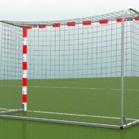Handballtor aus Aluminium, eingefräste Netzaufhängung, Torrahmen in einem Stück verschweißt, Ausladung: 1,25 m, Farbe: rot/weiß von artec