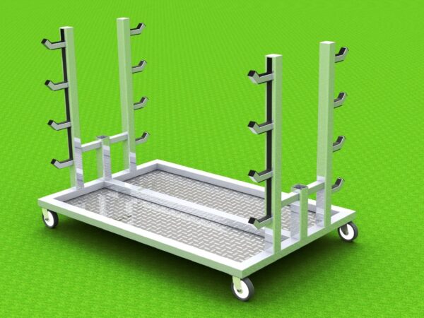 Wagen für Volleyballpfosten, Transport und Aufbewahrung