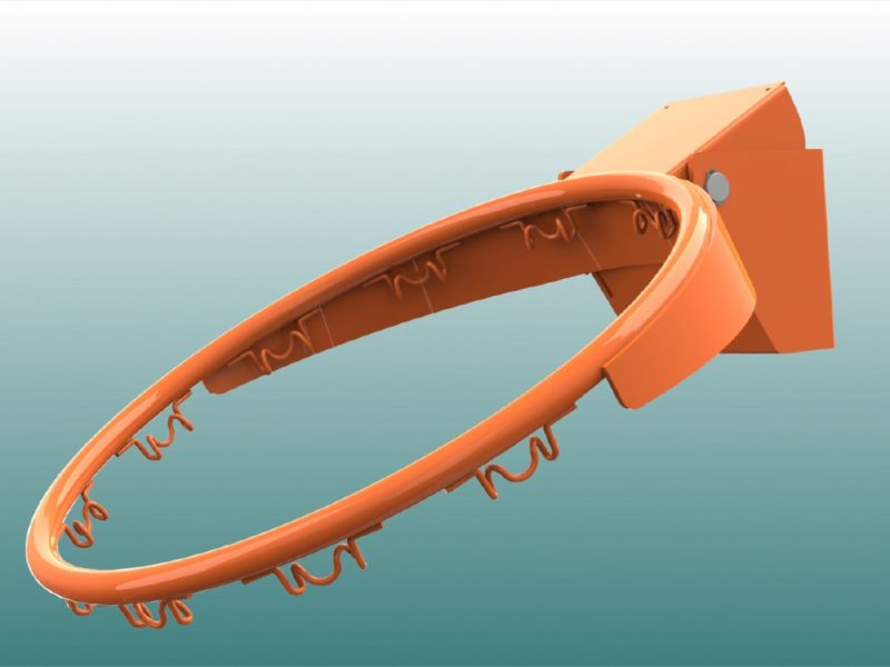 Basketballkorb aus Stahl, abklappbar ab 105 kg, feuerverzinkt und pulverbeschichtet, Farbe: orange von artec Sportgeräte