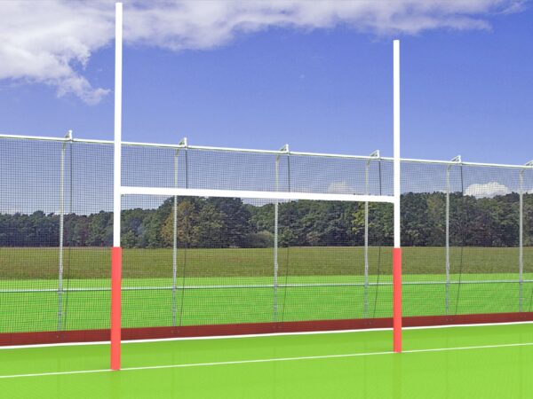 Rugbytor aus Aluminium gefertigt, Pfosten und Querprofil mit Überschub, Farbe: weiß pulverbeschichtet