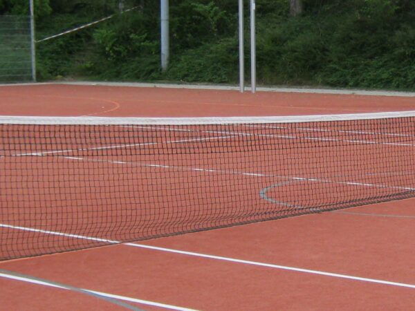 Tennisnetz aus Polypropylen, 3 mm, mit 5 durchgehenden Doppelreihen, Farbe: schwarz von artec Sportgeräte