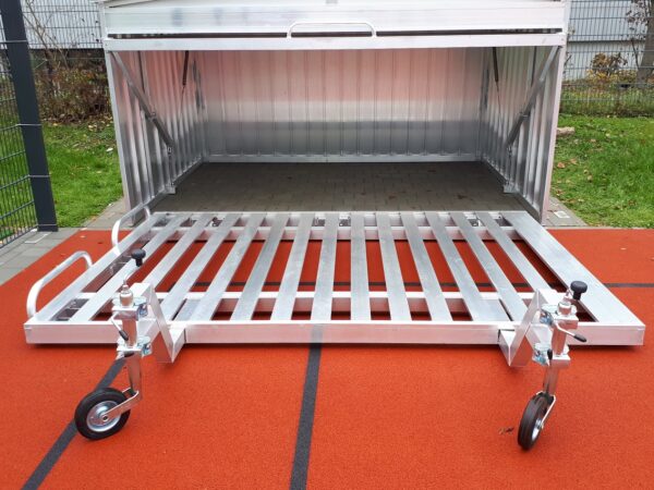 Fahrbares Auflageraster PREMIUM aus Aluminium für klappbare Hochsprungmatte, Abmessung 500 x 300 cm