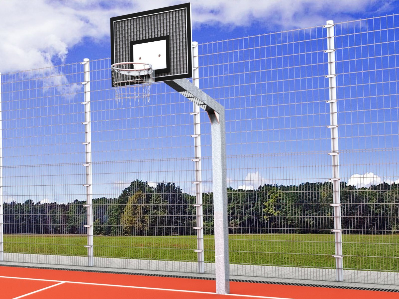 Basketball-Einmast-Ständer VANDALO, Auslage 1,25, Profil 150 x 150 mm von artec Sportgeräte