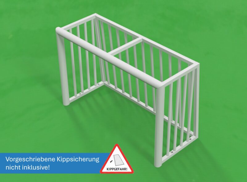 Kleines Fußballtor mit ovalem Torrahmen für öffentliche Plätze aus deutscher Fertigung Kleines Fußballtor mit ovalem Torrahmen für öffentliche Plätze aus deutscher Fertigung